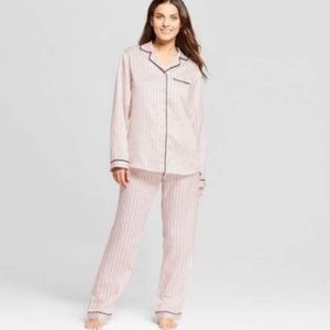Gilligan and O’Malley Silky Satin Pajama Set Sz XS Drawstring Pants Pink Striped
